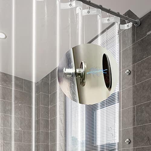 Arayarser Forro de cortina de ducha transparente de 122x198 cm con imanes inferiores y clips magnéticos para mantener cerrada, forro de ducha resistente 122A x 198A cm, transparente