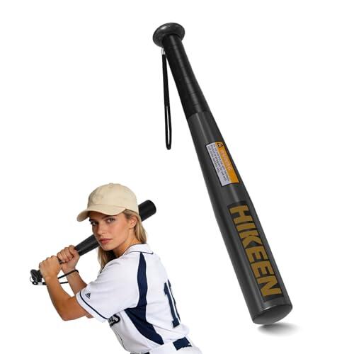 BOOSTEADY Bate de Beisbol con Empuñadura Antideslizante y Correa Muñeca Paracord, Bate Beisbol Acero Compacto y Portátil, Baseball Bat en Coche, Lado de Cama, Bolsa de Gimnasia o de Viaje-43cm -Negro