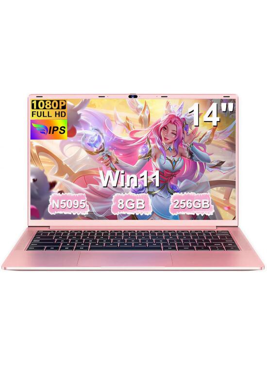Ordenador Portátil 14 Pulgadas Celeron N5095 Upto 2,9 GHz Portatiles 8GB RAM 256GB SSD TF 1TB LPDDR4 Win11 5G WiFi 1920*1080 FHD mini HDMl Laptop Película Protectora Español - Oro Cuerpo Metálico