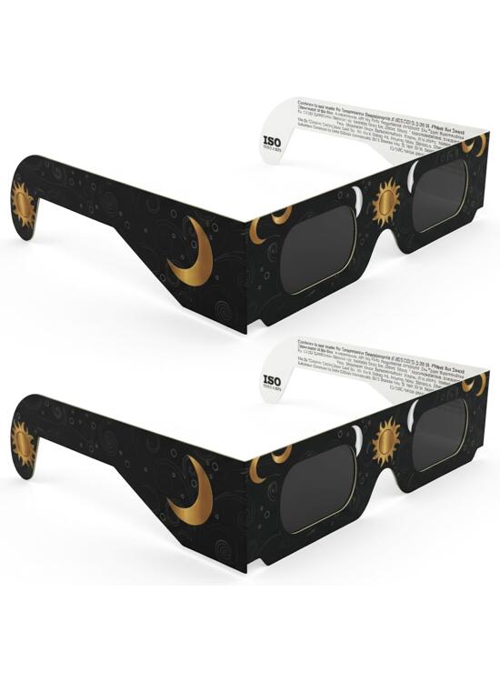 Gafas para Eclipse Solar Pack de 2 – Gafas Certificadas ISO 12312-2 y CE para Ver el Sol de Forma Segura – Eclipse Total del 12 de Agosto de 2026 (Total en Portugal, Parcial en Reino Unido, Fr