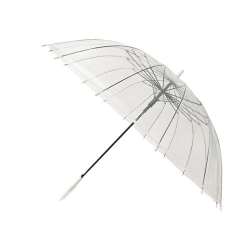 BESCH Paraguas Largo Clásico Grande Automático y Resistente al Viento (Transparente 16 Varillas)