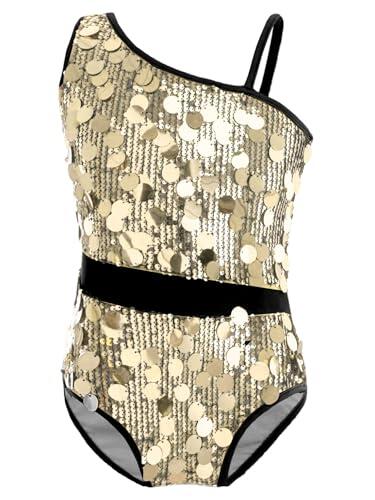 Freebily Maillot Lentejuelas De Gimnasia Rítmica Para Niñas Body Brillante De Baile Sin Mangas Leotardo Para Patinaje Artístico Disfraz De Bailarina Dorado 7-8 años