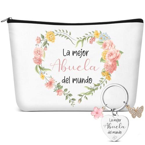 Xuniea 2 Piezas Set de Regalo para Abuela Cumpleaños Bolsa de Maquillaje Abuela Llavero de Corazón Regalo Día de la Madre para Mujeres Jubilación Gracias Navidad