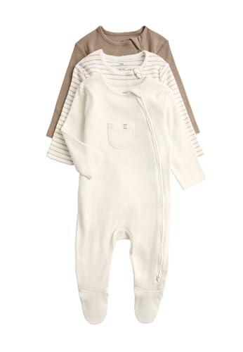 Marks & Spencer Pack de 3 Pijamas Enteros de algodón Acanalado (3 kg-3 años) Niños Unisex 3-6 Meses