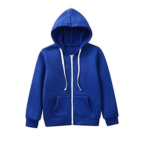 Sudadera con capucha y cremallera para niños y niñas, diseño de manga larga para niños, equipada con bolsillos, versátil como chaqueta o parte superior, ideal para uso diario e informal, 1c-azul