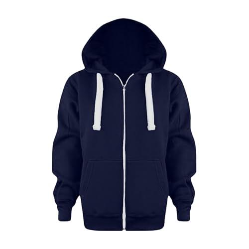 Sudadera con capucha y cremallera para niños y niñas, diseño de manga larga para niños, equipada con bolsillos, versátil como chaqueta o parte superior, ideal para uso diario e informal, 1b-azul