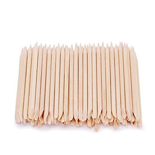 STALEKS PRO 100 piezas de Palos de Madera de Naranjo 7.5 cm para Manicura, Pedicura, Nail Art y Manualidades.