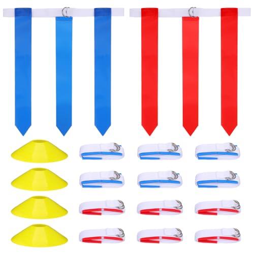 Hemobllo 16 piezas Flag Football Set, 12 Flag Football Cinturones, 4 Sombreros de Entrenamiento, Accesorios para Jugadores, Perfecto para Entrenamiento y Juegos de Tiempo Libre