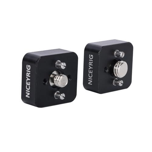 NICEYRIG 2 adaptadores de montaje de zapata fría, soporte de zapata fría con tornillos de localización Ar ri (3/8 y 1/4) y pines de localización desmontables, compatible con cámara DSLR, micrófono
