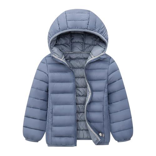 Generisch Chaqueta de plumón para niños, chaqueta acolchada de invierno para niños y niñas, corta, monocolor, chaqueta forrada cálida para exteriores para niños pequeños y escolares, 3-gris, 5-6 años