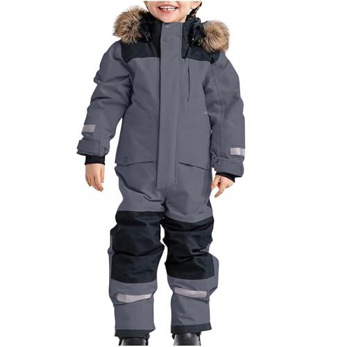 Generisch Traje de nieve para niños y niños, traje de esquí térmico, mono de invierno, cálido, mono de nieve, resistente al viento, traje de invierno con barro extraíble, traje de softshell para