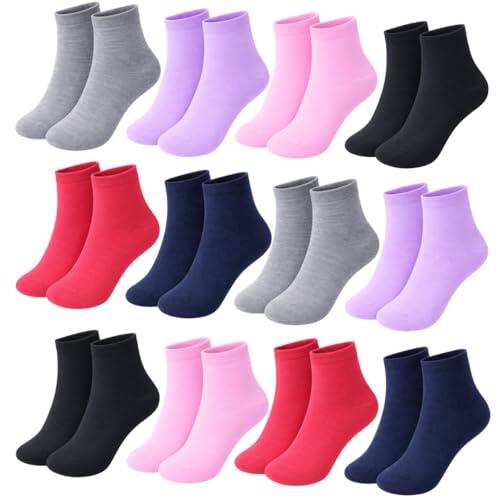 Nakloe - 12 pares - Calcetines niña - Calcetines colores niña - Algodon y transpirables (FR/ES, Números, 21, 26, Regular, Rosa)