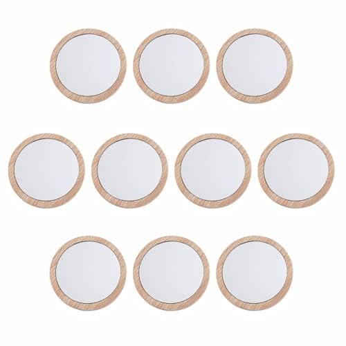 Bustlwor 10 Piezas Compactos Espejos de Maquillaje de Madera, Mini Espejo de Bolsillo Portátil Redondo, para Bolso y Viaje Diseño Elegante y Superficie de Vidrio de Alta Definición
