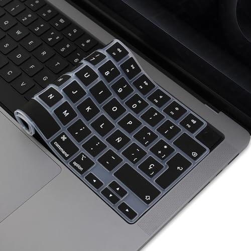 MasiBloom - Protector de teclado para MacBook Pro de 14" (M5) 2025 con chip A3434 - Protector de teclado - Accesorio (silicona negra español)