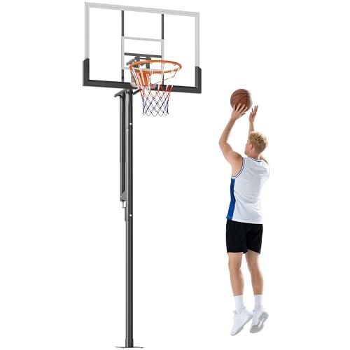 SPORTNOW Canasta de Baloncesto para Exterior en el Suelo, Altura Ajustable 230-305 cm, Canasta de Baloncesto con Soporte, Manivela, Tablero Irrompible 120 cm, Aro Ø48 cm, para Adolescentes y Adultos