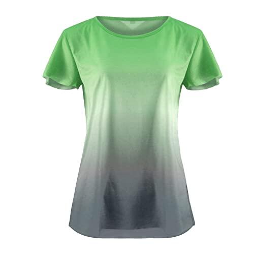 Generisch Camiseta de manga corta con estampado de verano, holgada, 3D, para mujer, verde, S