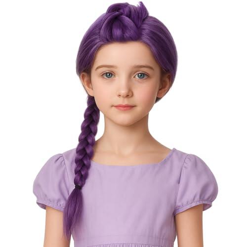NHPY Peluca trenzada morada, peluca rumi kpop, pelucas para disfraces de anime para niños, mujeres y hombres, Halloween, accesorios de cosplay
