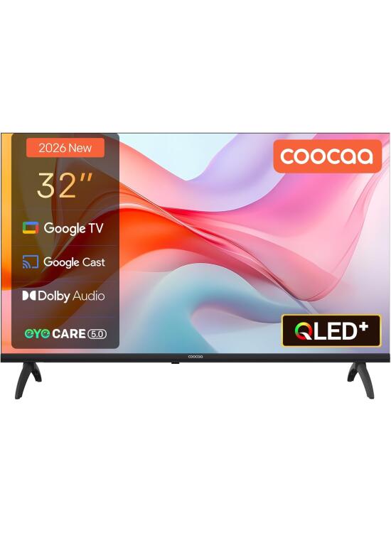 coocaa Smart TV QLED, compatível com Google TV, HDR10, Dolby Audio, Bluetooth 5,1, EyeCare, Google Cast, (DVB-T/T2/C/S/S2, Ci+)