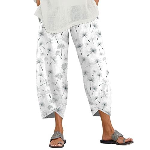 Generisch Pantalones anchos para mujer con cintura elástica, práctico bolsillo como ropa informal para el tiempo libre, gris, L