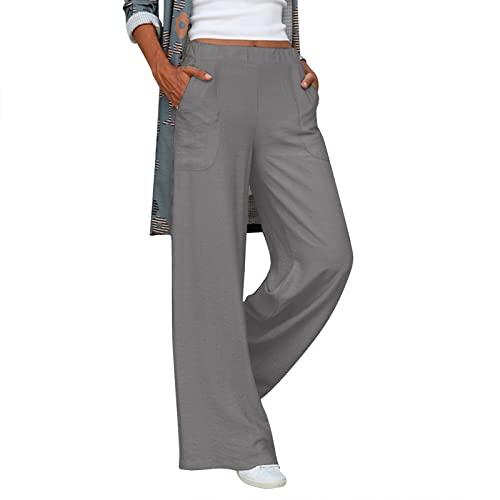Generisch Pantalones casuales de mujer de cintura alta pierna ancha elegante moda casual, GY2., M