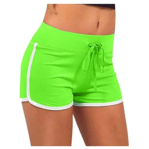 Generisch Pantalones deportivos de talla grande para mujer, con cordón, para yoga, fitness, cintura media, elásticos, cómodos, verde, M