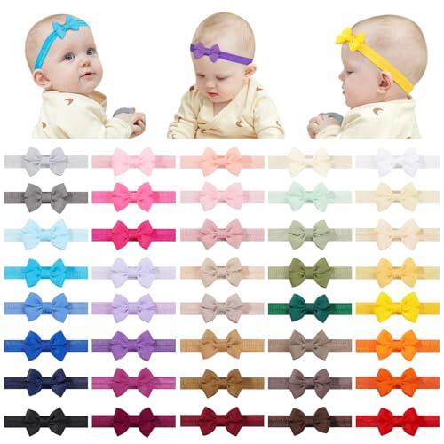 Jollybows 40 Piezas Diadema Bebe Niña, Diademas Elástica de Bebé Recién con Lazo Banda para Cabeza para Niñas Bebé Pelo Accesorio, Estilo B