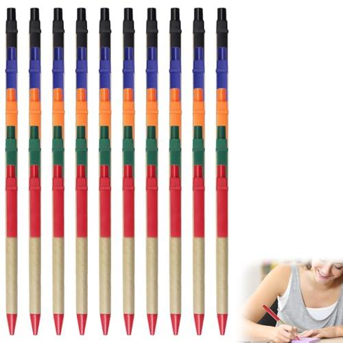 Bolígrafos de Papel Kraft Reutilizables, Juego de 50 Bolígrafos de Madera con Tinta Negra, Bolígrafo de Bambú, Herramientas de Escritura Ecológicas para Oficina y Escuela