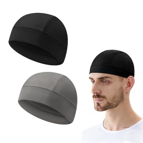2Pcs Gorro de Ciclismo para Hombre Mujer, Gorro Running Multifuncional, Respirable Ciclismo Skull Cap Verano, Forro para Casco para Sotocasco Moto, Sotocasco Bici, Absorbe Sudor y Humedad