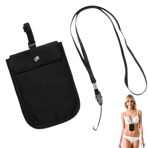 YAZWUR 1 Unidad Monedero de Viaje para Mujer, Bolsa de Sujetador Oculta, Cartera Antirrobo con Banda Elástica Ajustable, Bolsillo Secreto para Dinero y Documentos, Ideal para Viajes y Deporte