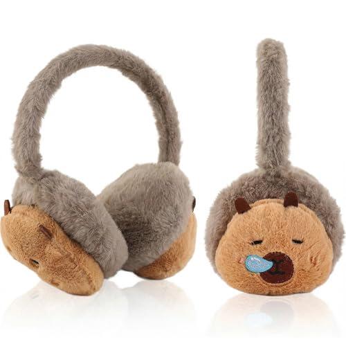 FYting Orejeras Niña,Orejeras Niño,Plush Calentador de Orejas Suaves, ProteccióN de La Oreja de Invierno, Ajustable, para Navidad, Cumpleaños, Vacaciones (El delfín babea)