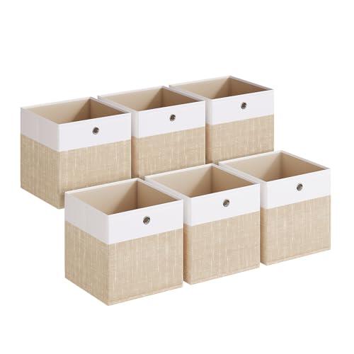 SONGMICS Cajas Almacenaje, Set de 6, Plegable, 33 x 33 x 33 cm