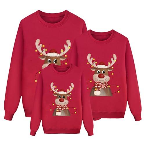 POIUIYQA Sudadera Navideña Gris Familiar Sudaderas Navidad Familia Jerseys de Navidad para Parejas para el Invierno Jersey Punto para Hombre Mujer Y Niños Jersey Navideñas Familiares