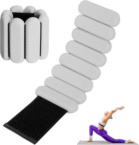 Juego de 2 pesas ajustables para muñeca y tobillo para ejercicio, caminar, trotar, yoga, aeróbicos, pilates, pulsera de fitness (gris, 2 libras cada una)