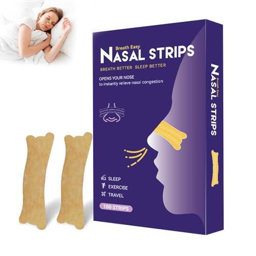 Tiras Nasales,100 Pc Tiras Nasales Antironquidos,Hombres Mujer,Ayuda a Dejar de Roncar y Alivio de la Congestión Nasal,Respira mejor