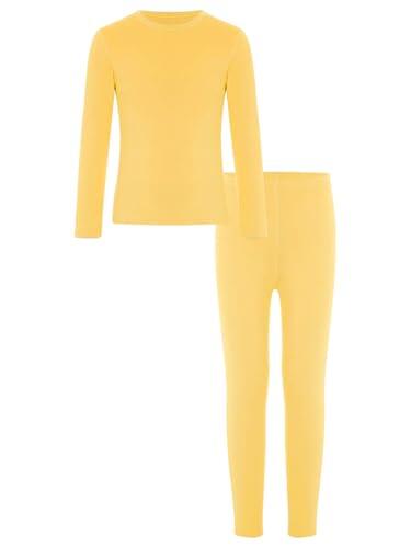 Yihuimin Conjunto de pantalones térmicos de manga larga para niño, amarillo, 110-116
