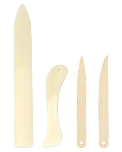 HUVZOR 4 Piezas de Madera de Plegado de Madera Blancos, Carpeta de Madera Bone Folder Herramienta de Encuadernación, para Manualidades Tarjetas, Suministros De Oficina y Libros Hechos a Mano