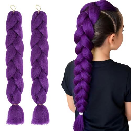 2 piezas peluca de color púrpura para niños, peluca de mujer, disfraz para cosplay de Halloween Kpop, regalo para mujeres y niñas