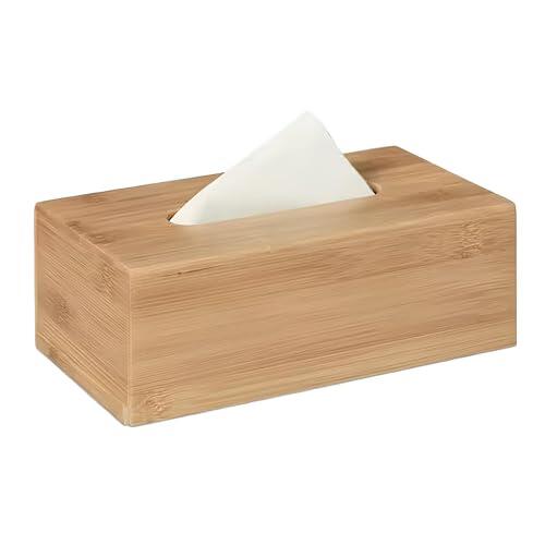 Caja para Pañuelos de Bambú, Soporte Rectangular para Pañuelos de Papel, Portapañuelos de Papel, Dispensador de Pañuelos Recargable, Ideal para Hogar y Oficina, Hecho de Bambú, 22.2x12x8cm