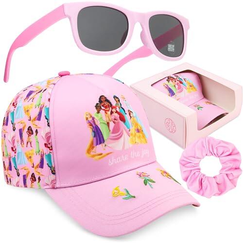Disney Princess Gorra Niña con Gafas de Sol UV400 y Coletero Set, Gorra Infantil y Gafas Sol Niña, Accesorios de Verano, Regalos Niñas (Rosa Princess)