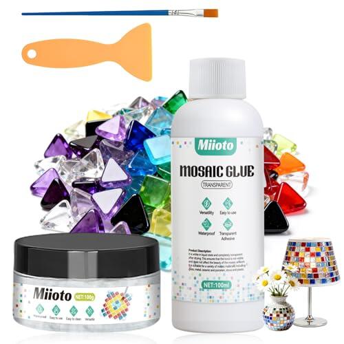 Pegamento para Mosaicos, Finish pour Joints Mosaïque, Transparente al Secarse, Secado Rápido, Adecuado para Mosaicos, Vidrios y Azulejos (100g+100ml)