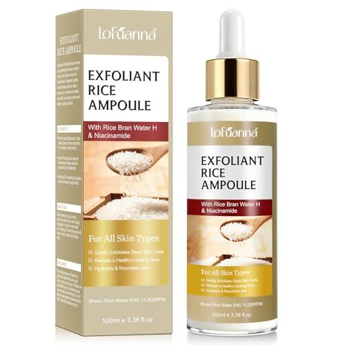 Rice Exfoliating Serum 100ml, Peeling Facial de Arroz,Exfoliante Facial Suave,Elimina Piel Muerta y Puntos Negros y Espinillas,Reduce Poros, Iluminador e Hidratante,Serum Facial para Todo Tipo de Piel