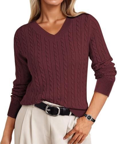 IEEILULU Jersey Mujer, Jersey Punto Mujer, Cómodos Jerséis de Invierno y Otoño con Cuello en V, Jerséis de Punto Ligeros, Ropa Informal (FR/ES, Letras, XL, Regular, Regular, Rosa-Rosa)