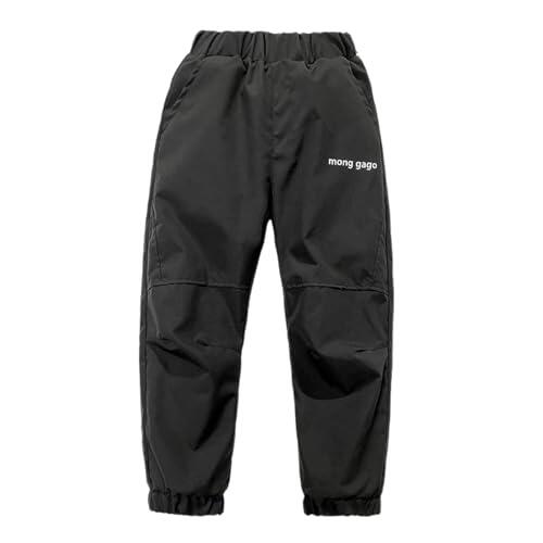 Generisch - Pantalón de nieve para niñas para actividades invernales, pantalón de esquí para niños con forro polar térmico, ropa de exterior para climas fríos, pantalones Softshell, aventura, Negro