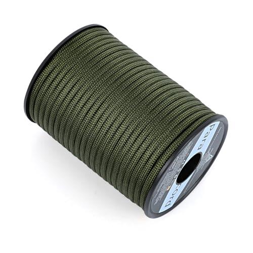 AiQInu Cuerda Paracord 4mm, 30M Bobina Cuerda de Nylon para Bricolaje, Manualidades, Pulseras, Camping, Senderismo, Soporta 250kg,Verde Militar