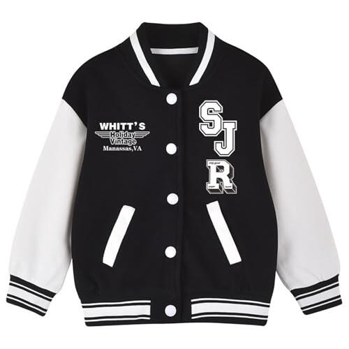 Chaqueta de Béisbol Infantil Abrigo Cálido Ligero Cómodo para Niños con Cremallera Diseño Casual (Black, 4-5 Years)
