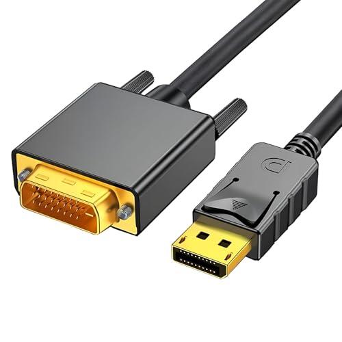 Cable DisplayPort a DVI, Adaptador DisplayPort DVI 3 Metros, Adaptador de Alta Velocidad Chapado en Oro, Nylon Trenzado Macho a Macho, Compatible con Computadoras, Laptops, PCs, Resolución 1080p