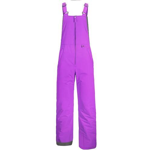 Genérico Pantalones de Esquí Térmicos para Niñas con Rodillas Reforzadas Cintura Ajustable y Tecnología Antiviento para Deportes de Invierno (Purple, 16-18 Years)