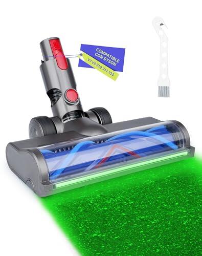 Cepillo para Dyson V7 V8 V10 V11 V15 con Luz LED Verde, Cepillo de Rodillo Suave Motorizado para Suelos Duros y Alfombras de Pelo Corto, Accesorio Aspiradora Dyson de Repuesto