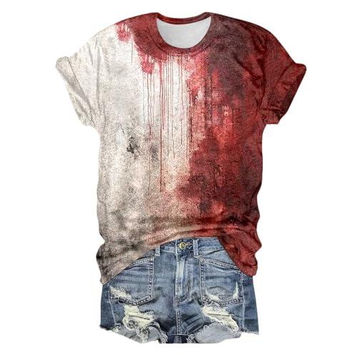 Camiseta de mujer con estampado de manga corta y cuello redondo, blusa básica, camiseta de moda para mujer, Blanco, M