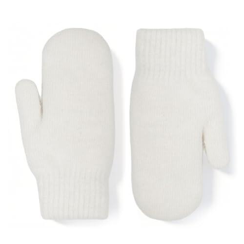 YUSHWENPTY Guantes de Invierno Termicos Unisex, 1 Par Guantes Punto Hombre, Guantes Calientes Mujer para Accesorios de Invierno, Regalos (Blanco, 1 Par)